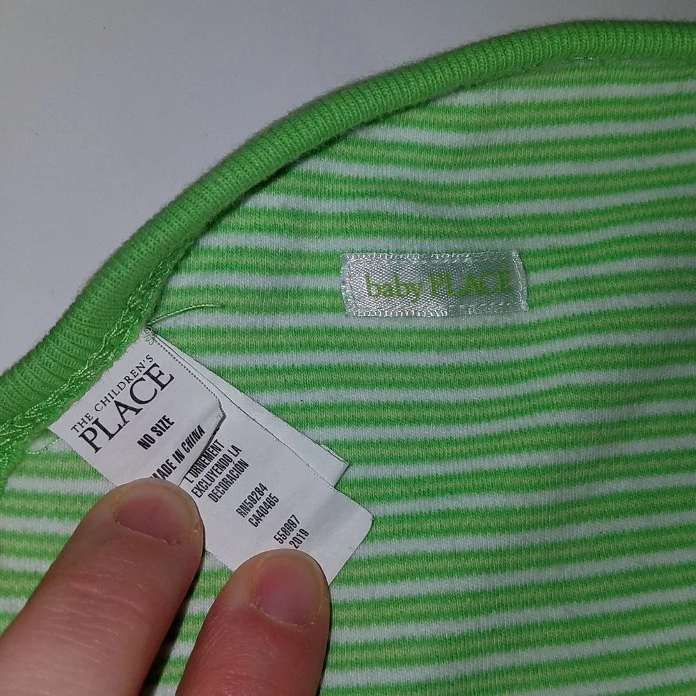 The Children's Place Baby Chick Duck Cotton Blanket Lovey Green White Stripes